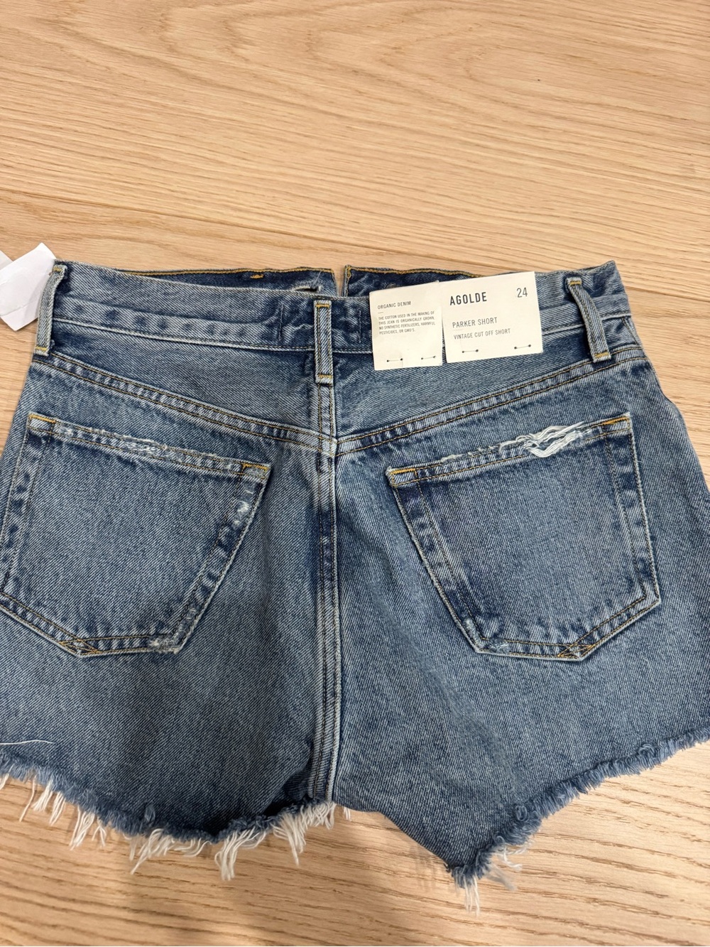 Agolde Vintage Wash Button-Fly Denim Cutoff Shorts - Blue NWT - Picture 4 of 4
